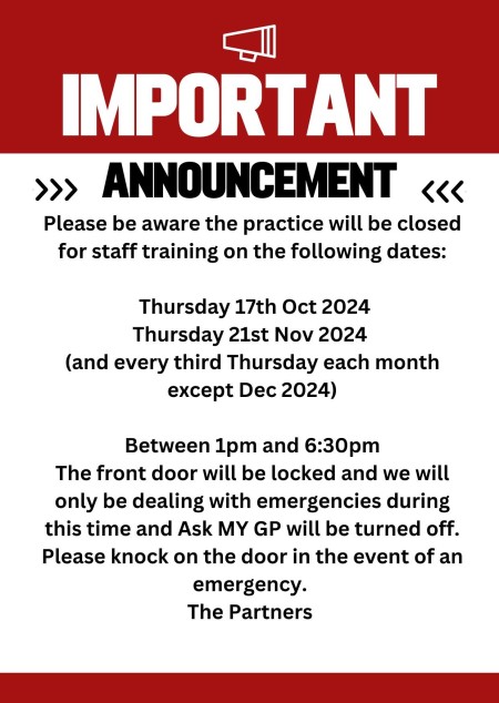 Please be aware we will be closed for Staff Training on Thursday 23rd May 2024 Between 1pm and 345pm (4).jpg
